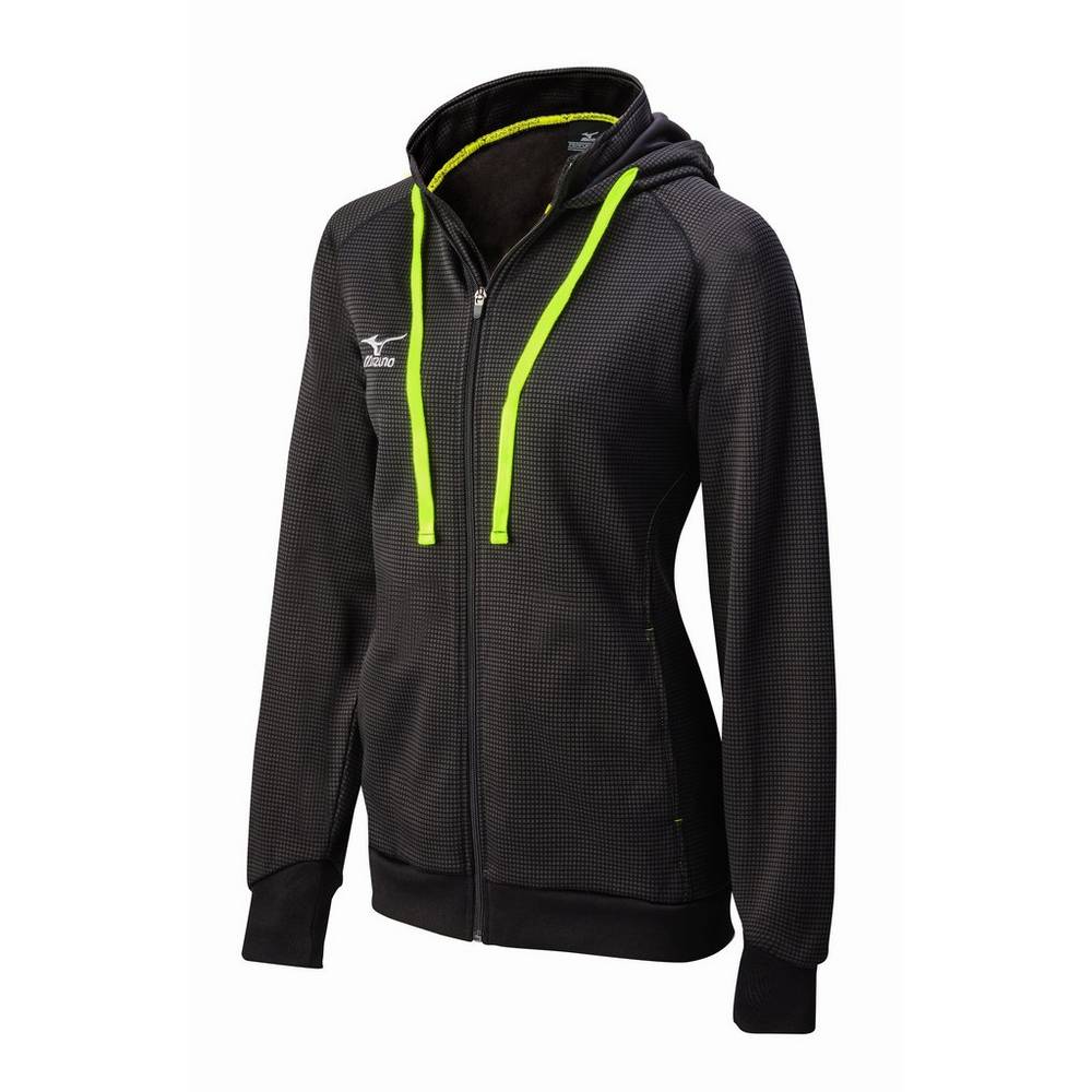 Damske Mikina Mizuno Pro Full Zip Hoody Čierne/Citrón Vypredaj SATY93452